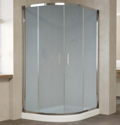 Душевой уголок Vegas Glass ZS-F 120*90 08 10 профиль глянцевый хром, стекло сатин, прямоугольный-асимметричный, двери раздвижные