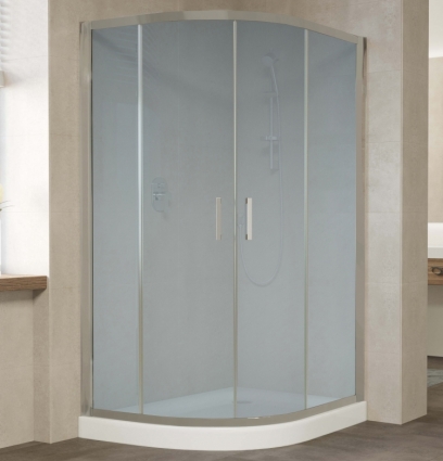 Душевой уголок Vegas Glass ZS-F 120*90 07 10 профиль матовый хром, стекло сатин, прямоугольный-асимметричный, двери раздвижные