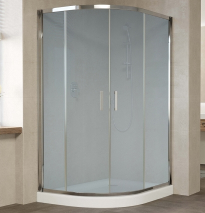 Душевой уголок Vegas Glass ZS-F 120*100 08 10 профиль глянцевый хром, стекло сатин, прямоугольный-асимметричный, двери раздвижные