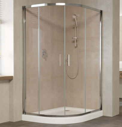 Душевой уголок Vegas Glass ZS-F 120*100 08 05 профиль глянцевый хром, стекло бронза, прямоугольный-асимметричный, двери раздвижные