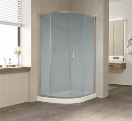 Душевой уголок Vegas Glass ZS-F 120*80 07 10 профиль матовый хром, стекло сатин, прямоугольный-асимметричный, двери раздвижные