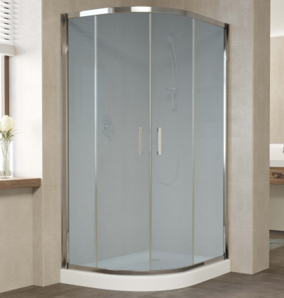 Душевой уголок Vegas Glass ZS-F 110*80 08 10 профиль глянцевый хром, стекло сатин, прямоугольный-асимметричный, двери раздвижные