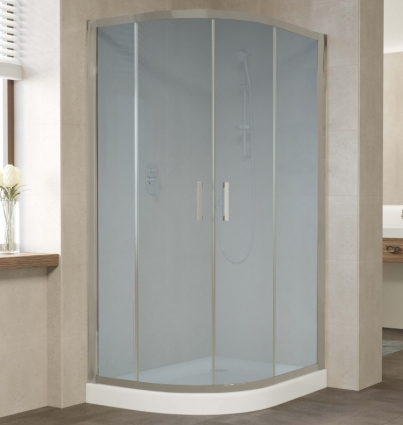 Душевой уголок Vegas Glass ZS-F 110*80 07 10 профиль матовый хром, стекло сатин, прямоугольный-асимметричный, двери раздвижные