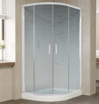 Душевой уголок Vegas Glass ZS-F 110*90 01 02 профиль белый, стекло шиншилла, прямоугольный-асимметричный, двери раздвижные