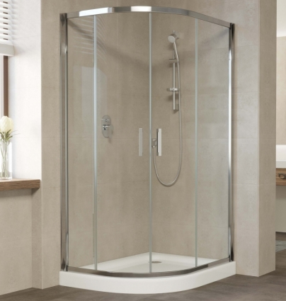 Душевой уголок Vegas Glass ZS-F 110*90 08 01 профиль глянцевый хром, стекло прозрачное, прямоугольный-асимметричный, двери раздвижные