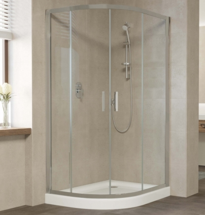 Душевой уголок Vegas Glass ZS-F 110*90 07 01 профиль матовый хром, стекло прозрачное, прямоугольный-асимметричный, двери раздвижные