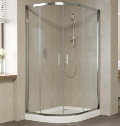 Душевой уголок Vegas Glass ZS-F 110*100 08 01 профиль глянцевый хром, стекло прозрачное, прямоугольный-асимметричный, двери раздвижные