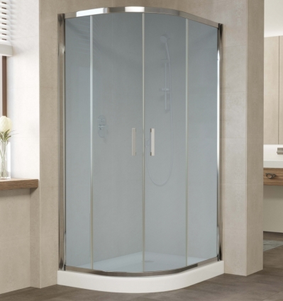 Душевой уголок Vegas Glass ZS-F 100*80 08 10 профиль глянцевый хром, стекло сатин, прямоугольный-асимметричный, двери раздвижные