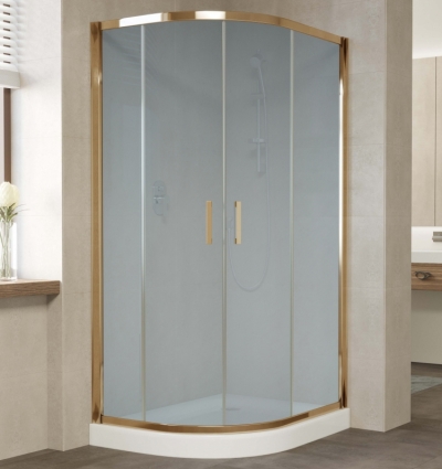Душевой уголок Vegas Glass ZS-F 100*80 05 10 профиль бронза, стекло сатин, прямоугольный-асимметричный, двери раздвижные