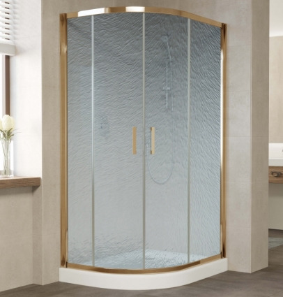 Душевой уголок Vegas Glass ZS-F 100*90 05 02 профиль бронза, стекло шиншилла, прямоугольный-асимметричный, двери раздвижные