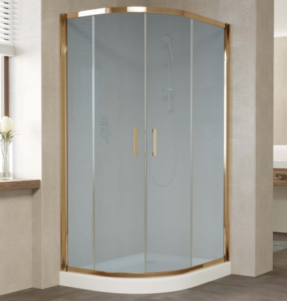 Душевой уголок Vegas Glass ZS-F 100*90 05 10 профиль бронза, стекло сатин, прямоугольный-асимметричный, двери раздвижные