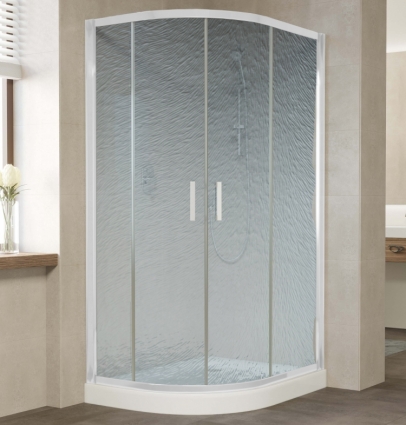 Душевой уголок Vegas Glass ZS-F 100*90 01 02 профиль белый, стекло шиншилла, прямоугольный-асимметричный, двери раздвижные