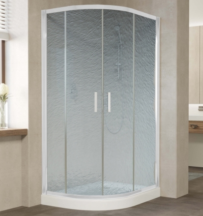Душевой уголок Vegas Glass ZS-F 100*80 01 02 профиль белый, стекло шиншилла, прямоугольный-асимметричный, двери раздвижные