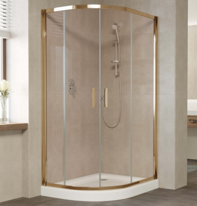 Душевой уголок Vegas Glass ZS-F 100*90 05 05 профиль бронза, стекло бронза, прямоугольный-асимметричный, двери раздвижные