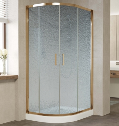 Душевой уголок Vegas Glass ZS-F 90*80 05 02 профиль бронза, стекло шиншилла, прямоугольный-асимметричный, двери раздвижные