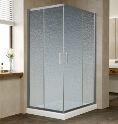 Душевой уголок Vegas Glass ZA-F 100*80 07 02 профиль матовый хром, стекло шиншилла, прямоугольный, двери раздвижные