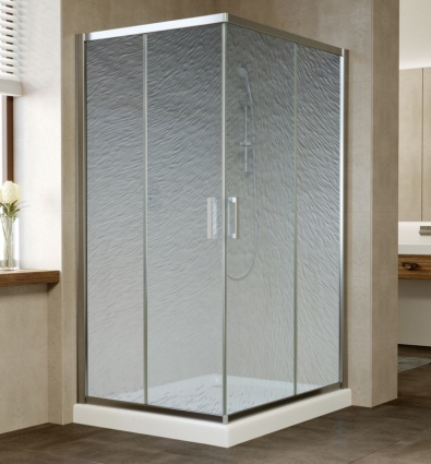 Душевой уголок Vegas Glass ZA-F 100*90 08 02 профиль глянцевый хром, стекло шиншилла, прямоугольный, двери раздвижные