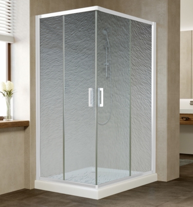 Душевой уголок Vegas Glass ZA-F 110*80 01 02 профиль белый, стекло шиншилла, прямоугольный, двери раздвижные