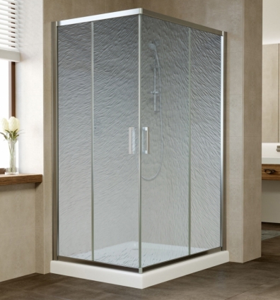 Душевой уголок Vegas Glass ZA-F 110*80 08 02 профиль глянцевый хром, стекло шиншилла, прямоугольный, двери раздвижные