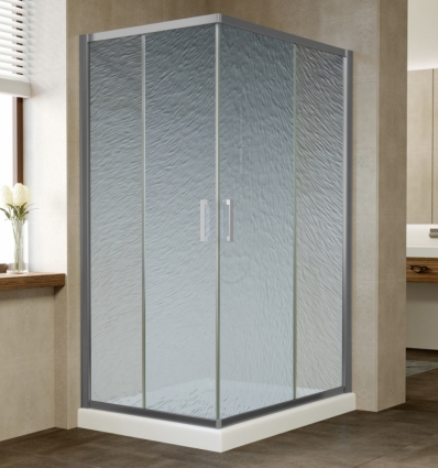 Душевой уголок Vegas Glass ZA-F 110*80 07 02 профиль матовый хром, стекло шиншилла, прямоугольный, двери раздвижные