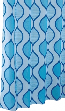 Штора для ванной Iddis Curved Lines Blue в современном стиле