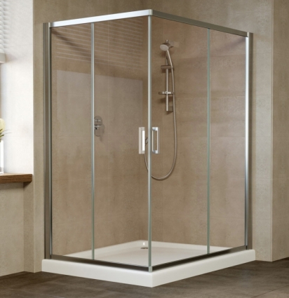 Душевой уголок Vegas Glass ZA-F 0120*110 08 05 профиль глянцевый хром, стекло бронза, прямоугольный, двери раздвижные