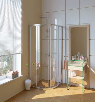 Душевой уголок GuteWetter Guwer GK-664R 80x80 см стекло бесцветное, профиль хром, четверть круга, двери раздвижные