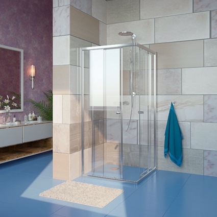 Душевой уголок GuteWetter Guwer GK-664S 95x95 см стекло бесцветное, профиль хром, квадратный, двери раздвижные
