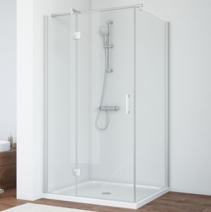 Душевой уголок Vegas Glass AFP-Fis 100*80 07 01 L профиль матовый хром, стекло прозрачное, прямоугольный, двери распашные
