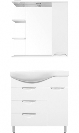Мебель для ванной Style Line Жасмин 82 R белая, с бельевой корзиной, напольная, правая