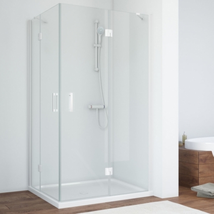 Душевой уголок Vegas Glass AFA-F 100*80 01 01 R профиль белый, стекло прозрачное, прямоугольный, двери распашные