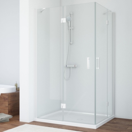 Душевой уголок Vegas Glass AFA-F 110*90 01 01 L профиль белый, стекло прозрачное, прямоугольный, двери распашные
