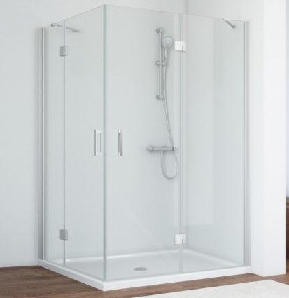 Душевой уголок Vegas Glass AFA-F 120*110 07 01 R профиль матовый хром, стекло прозрачное, прямоугольный, двери распашные