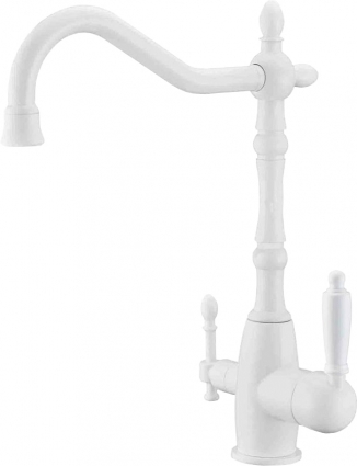 Смеситель Zorg Sanitary ZR 312 YF-33-white для кухонной мойки однорычажный, белый