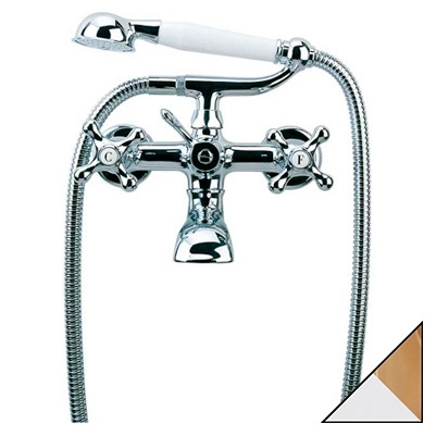 Смеситель Bandini Classic 603.920/21 CrOro для ванны с душем, двухвентильный, длина излива 16 см