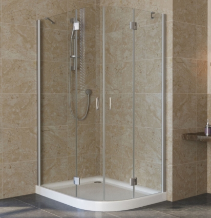 Душевой уголок Vegas Glass AFS-F Lux 110*100 07 01 L профиль матовый хром, стекло прозрачное, прямоугольный-асимметричный, двери распашные