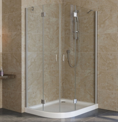 Душевой уголок Vegas Glass AFS-F Lux 110*100 07 01 R профиль матовый хром, стекло прозрачное, прямоугольный-асимметричный, двери распашные