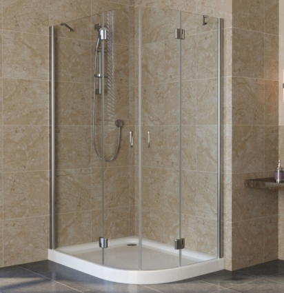 Душевой уголок Vegas Glass AFS-F Lux 110*100 08 01 L профиль глянцевый хром, стекло прозрачное, прямоугольный-асимметричный, двери распашные