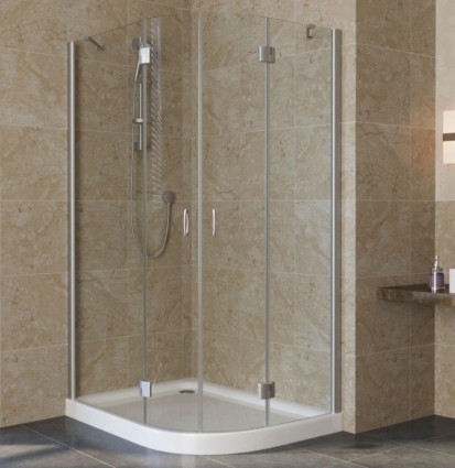Душевой уголок Vegas Glass AFS-F Lux 120*80 07 01 L профиль матовый хром, стекло прозрачное, прямоугольный-асимметричный, двери распашные