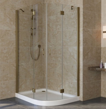 Душевой уголок Vegas Glass AFS-F Lux 120*80 05 01 L профиль бронза, стекло прозрачное, прямоугольный-асимметричный, двери распашные