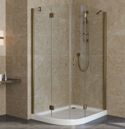 Душевой уголок Vegas Glass AFS-F Lux 120*80 05 01 R профиль бронза, стекло прозрачное, прямоугольный-асимметричный, двери распашные