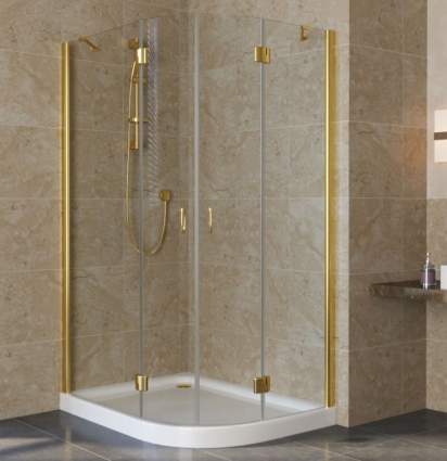 Душевой уголок Vegas Glass AFS-F Lux 120*90 09 01 L профиль золото, стекло прозрачное, прямоугольный-асимметричный, двери распашные