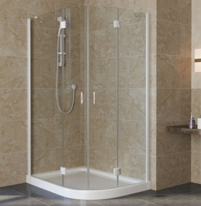 Душевой уголок Vegas Glass AFS-F Lux 120*90 01 01 L профиль белый, стекло прозрачное, прямоугольный-асимметричный, двери распашные