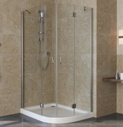 Душевой уголок Vegas Glass AFS-F Lux 110*80 08 01 L профиль глянцевый хром, стекло прозрачное, прямоугольный-асимметричный, двери распашные