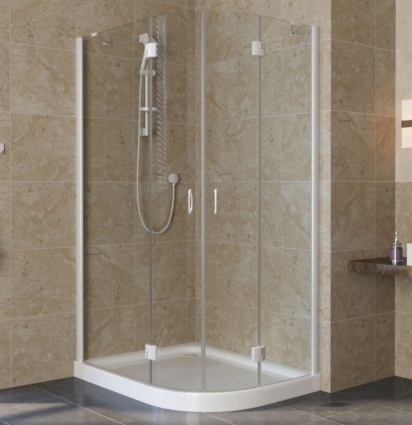 Душевой уголок Vegas Glass AFS-F Lux 100*90 01 01 L профиль белый, стекло прозрачное, прямоугольный-асимметричный, двери распашные