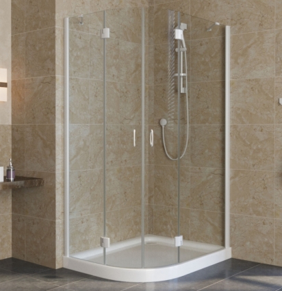 Душевой уголок Vegas Glass AFS-F Lux 100*90 01 01 R профиль белый, стекло прозрачное, прямоугольный-асимметричный, двери распашные