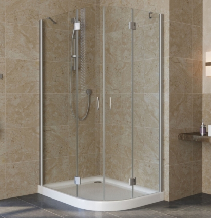 Душевой уголок Vegas Glass AFS-F Lux 100*90 07 01 L профиль матовый хром, стекло прозрачное, прямоугольный-асимметричный, двери распашные