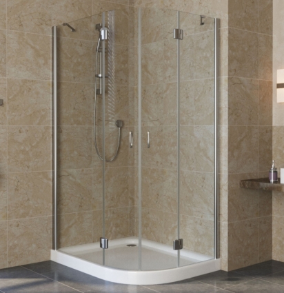 Душевой уголок Vegas Glass AFS-F Lux 100*90 08 01 L профиль глянцевый хром, стекло прозрачное, прямоугольный-асимметричный, двери распашные