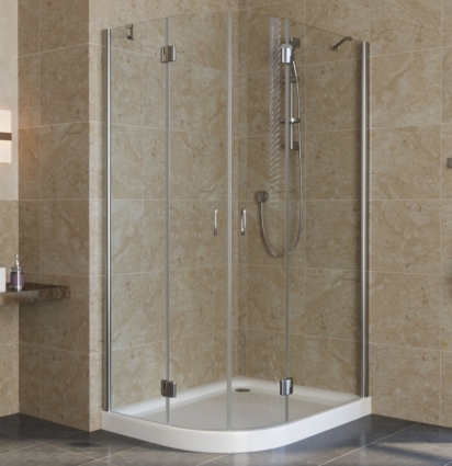 Душевой уголок Vegas Glass AFS-F Lux 100*90 08 01 R профиль глянцевый хром, стекло прозрачное, прямоугольный-асимметричный, двери распашные