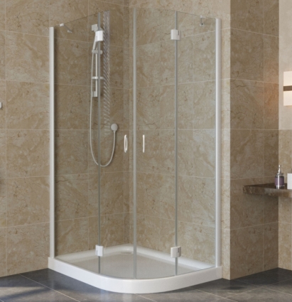 Душевой уголок Vegas Glass AFS-F Lux 110*80 01 01 L профиль белый, стекло прозрачное, прямоугольный-асимметричный, двери распашные